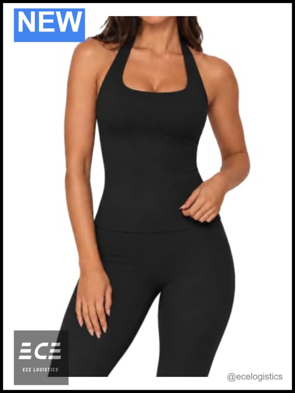 Halter Neck Yoga Top & Leggings Workout Set Nylon Elastane